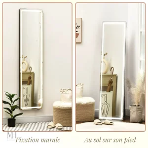 Miroir sur pied avec éclairage intégré