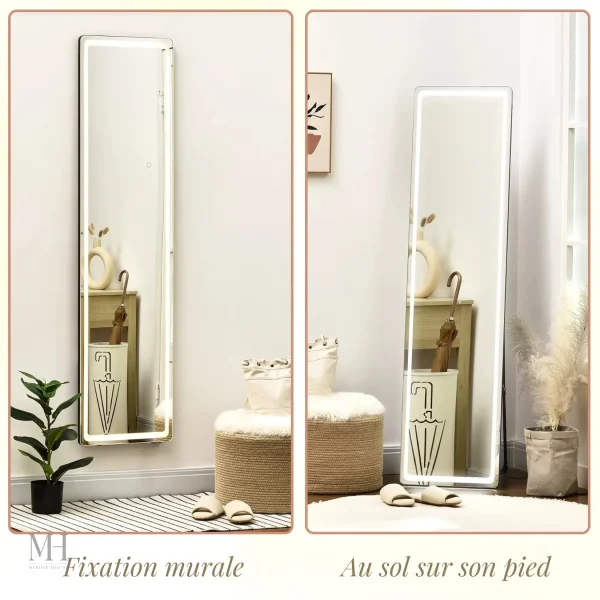 Miroir sur pied avec éclairage intégré