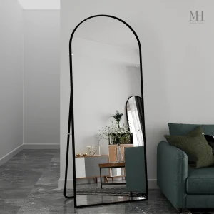 Miroir Sur Pied Noir au Format Élargi