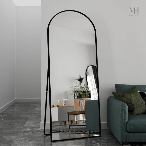 Miroir Sur Pied Noir au Format Élargi