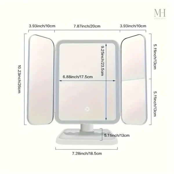 Miroir de beauté avec éclairage et angles ajustables