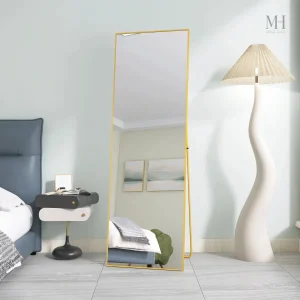 Miroir Sur Pied Doré Design Moderne