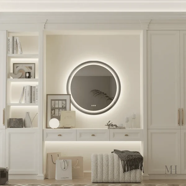 miroir-suspendu-salle-de-bain-1 Miroir Suspendu LED Rond 80 cm pour Salle de Bain