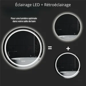 Miroir Salle de Bain LED avec Fonction Antibuée