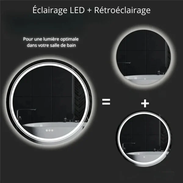 Miroir Salle de Bain LED avec Fonction Antibuée