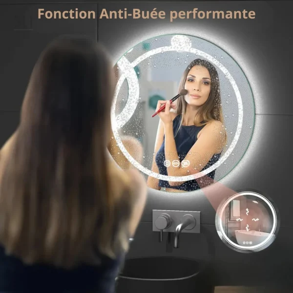 Miroir LED Rond 80 cm pour Éclairage Salle de Bain