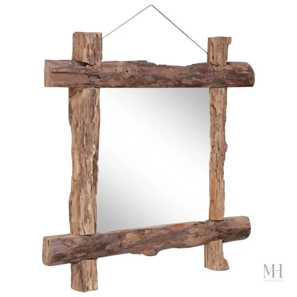 miroir-teck-1 Miroir Teck Recyclé 70x70 cm Cadre Bois Brut