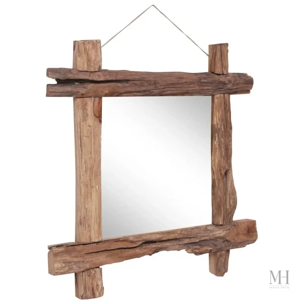 Miroir en bois brut 70x70 cm, design naturel