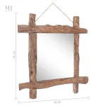 Miroir en bois, 70x70 cm, style rustique authentique