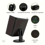 Miroir maquillage à trois panneaux avec éclairage LED