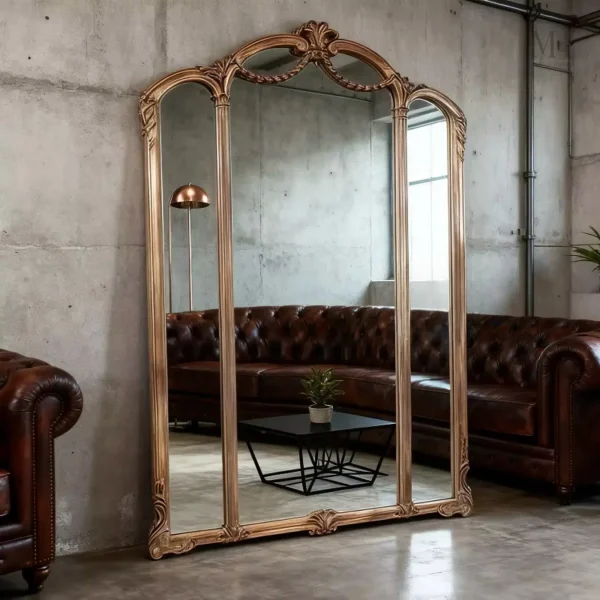 miroir-trumeau-1 Miroir Trumeau Doré Triple Arche 110 x 180 cm