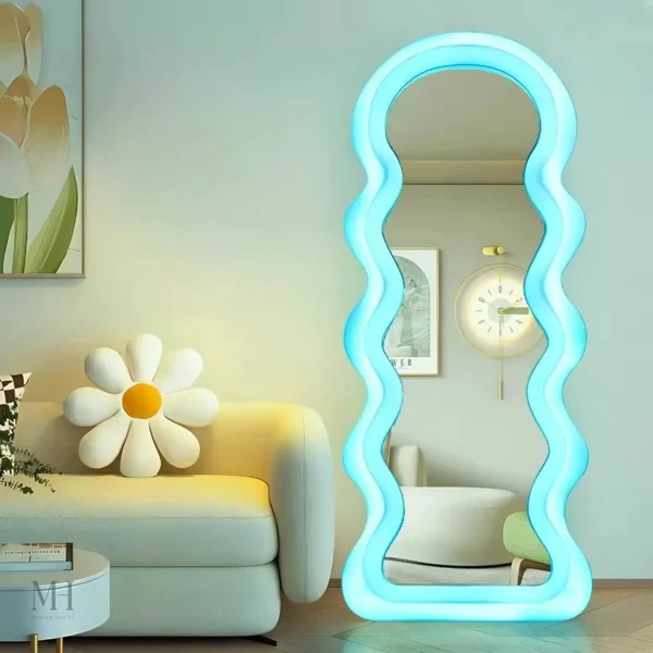 Miroir moderne à éclairage coloré pleine longueur