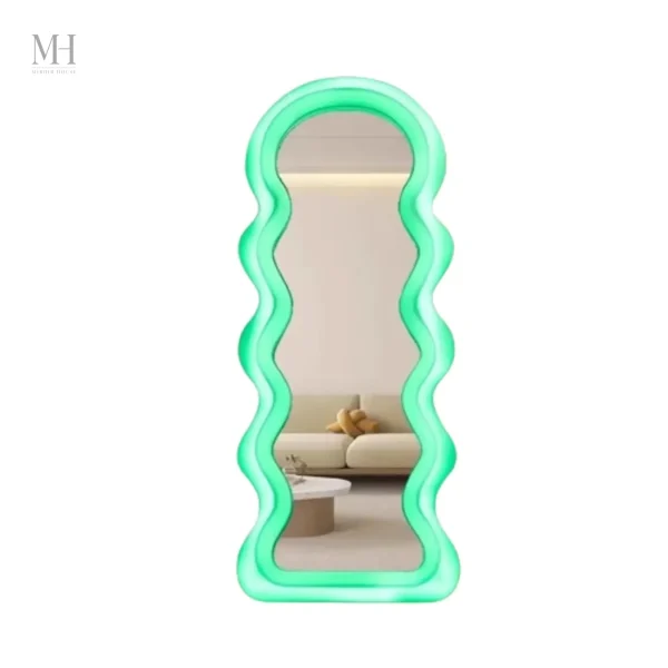 Miroir à LED sur pied, design iridescent élégant