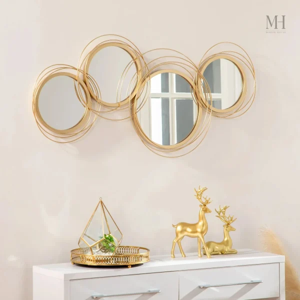 miroirs-ronds-dores-1 Miroir Rond Doré 107 cm - Ensemble de 4 Miroirs