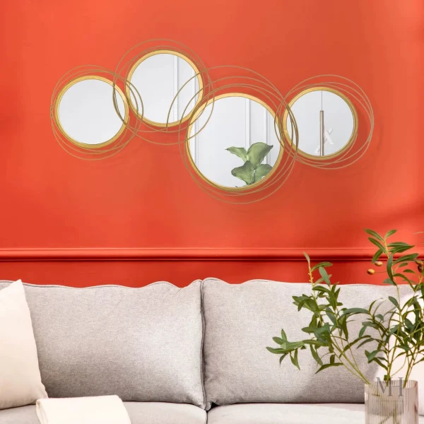 Miroirs Muraux en cercles dorés - Idéal pour un intérieur chic