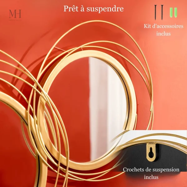Miroirs Ronds Dorés - Parfait pour embellir vos murs