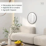 Miroir Rond avec Cadre Fin en Aluminium