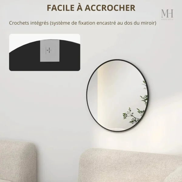Miroir Noir au Cadre Fin pour Ambiance Chic