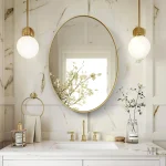 Miroir ovale pour salle de bain, alliant élégance et utilité