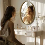 Miroir ovale simple, design épuré pour salle de bain