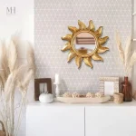 Petit Miroir Doré Rond Design Soleil - 35cm