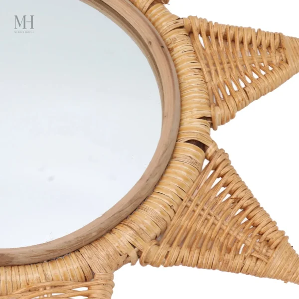 Miroir décoratif en rotin pour ambiance bohème