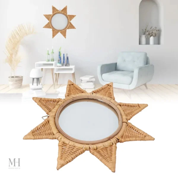 Miroir en rotin pas cher, idéal pour le home déco