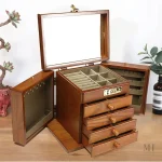 Petite armoire à bijoux miroir en bois rustique
