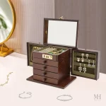 Miroir de rangement élégant pour bijoux en bois