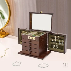 Miroir de rangement élégant pour bijoux en bois