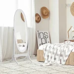 Psyché Miroir Ovale sur Pied Blanc 147 cm