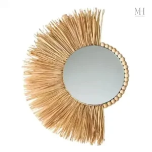 Miroir décoratif en rotin pour un intérieur bohème