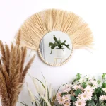 Miroir au design bohème en rotin naturel