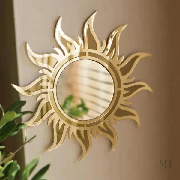 Miroir décoratif rond en finition brillante
